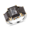 Silver Sapphire 3 Stone Ring in Vermeil YG and Platinum Over Sterling Silver 11.00 ctw - Sticky add to cart bar