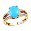 TLV Premium Sleeping Beauty Turquoise, Multi Gemstone Ring in Vermeil YG Over Sterling Silver (Size 10.0) 4.15 ctw - Sticky add to cart bar