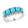 Karis Sleeping Beauty Turquoise 5 Stone Ring in 18K YG Plated and Platinum Bond (Size 10.0) 1.65 ctw - Sticky add to cart bar