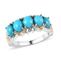 Karis Sleeping Beauty Turquoise 5 Stone Ring in 18K YG Plated and Platinum Bond (Size 10.0) 1.65 ctw