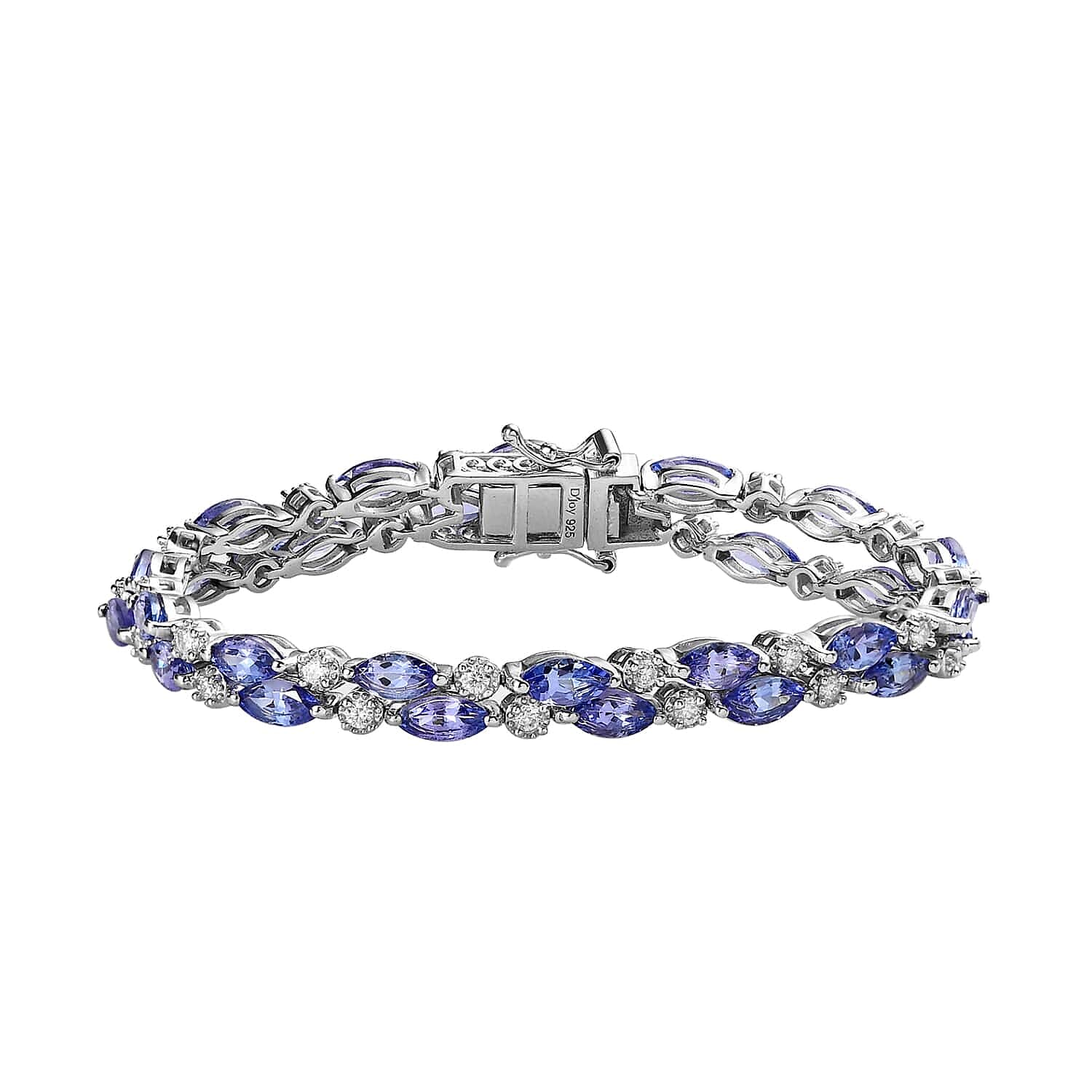 Tanzanite and Moissanite Bracelet in Platinum Over Sterling Silver (6.50 In) 10.30 ctw (Del. in 7-10 Days)