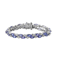 Tanzanite and Moissanite Bracelet in Platinum Over Sterling Silver (6.50 In) 10.30 ctw (Del. in 7-10 Days)