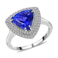 Certified & Appraised Rhapsody 950 Platinum AAAA Tanzanite and E-F VS Diamond Double Halo Ring 7.40 Grams 4.00 ctw (Del. in 5-7 Days) - Sticky add to cart bar