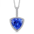 Certified & Appraised Rhapsody AAAA Tanzanite and E-F VS Diamond 3.75 ctw Halo Pendant without Chain in 950 Platinum - Sticky add to cart bar