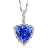 Certified & Appraised Rhapsody AAAA Tanzanite and E-F VS Diamond 3.75 ctw Halo Pendant without Chain in 950 Platinum