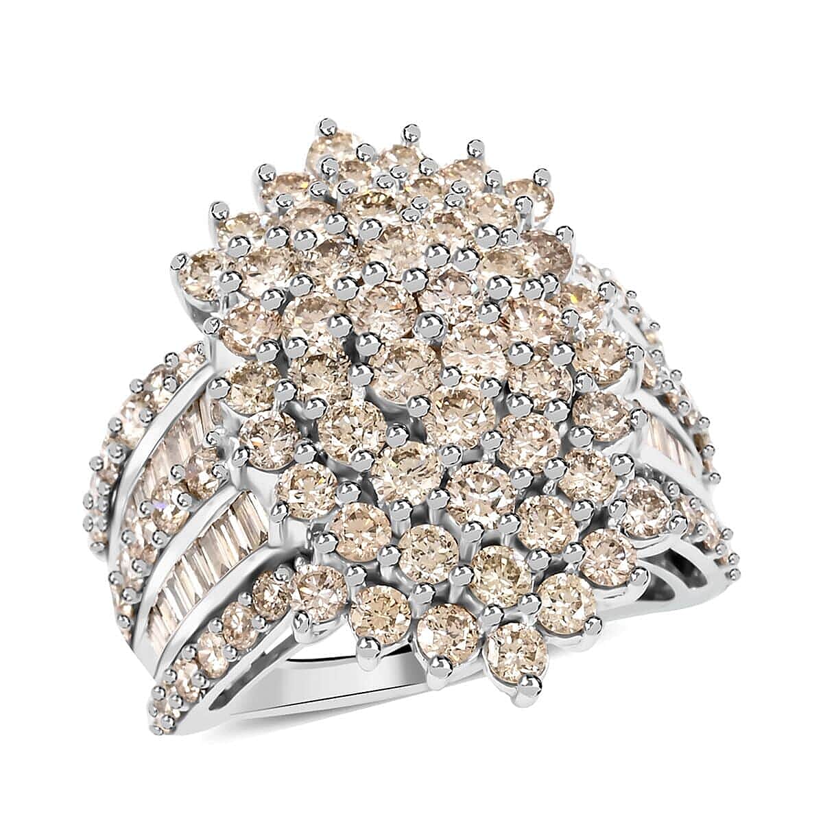Dixie Lee 10K White Gold Diamond SI Cluster Ring 7.50 Grams 4.00 ctw
