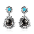 Artisan Crafted Elite Shungite and Sleeping Beauty Turquoise Dangle Earrings in Sterling Silver 6.35 ctw - Sticky add to cart bar