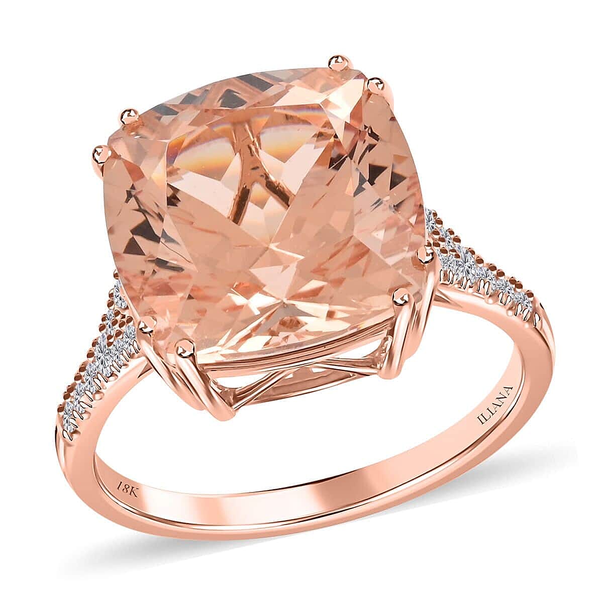 Certified and Appraised Iliana 18K Rose Gold AAA Marropino Morganite and G-H SI Diamond Ring 6.60 ctw