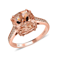 Certified and Appraised Luxoro 14K Rose Gold AAA Marropino Morganite and G-H I2 Diamond Ring 4.00 ctw