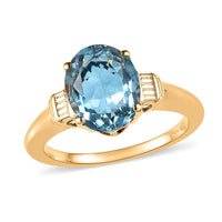 Topaz Solitaire Ring in Vermeil Yellow Gold Over Sterling Silver (Size 6.0)