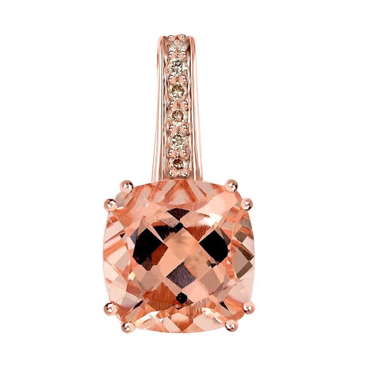 Certified and Appraised Luxoro 14K Rose Gold AAA Marropino Morganite and G-H I2 Diamond Pendant without Chain 3.75 ctw