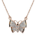 GP Italian Garden Collection Multi Diamond Butterfly Necklace 20 Inches in Vermeil Rose Gold Over Sterling Silver 0.50 ctw - Sticky add to cart bar