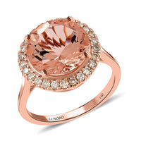 Certified and Appraised Luxoro 14K Rose Gold AAA Marropino Morganite and G-H I2 Diamond Ring 4.65 ctw