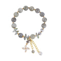 Malagasy Labradorite, Simulated Diamond and Grey Magic Color Austrian Crystal Bracelet (6.50 In) in Goldtone 99.00 ctw - Sticky add to cart bar