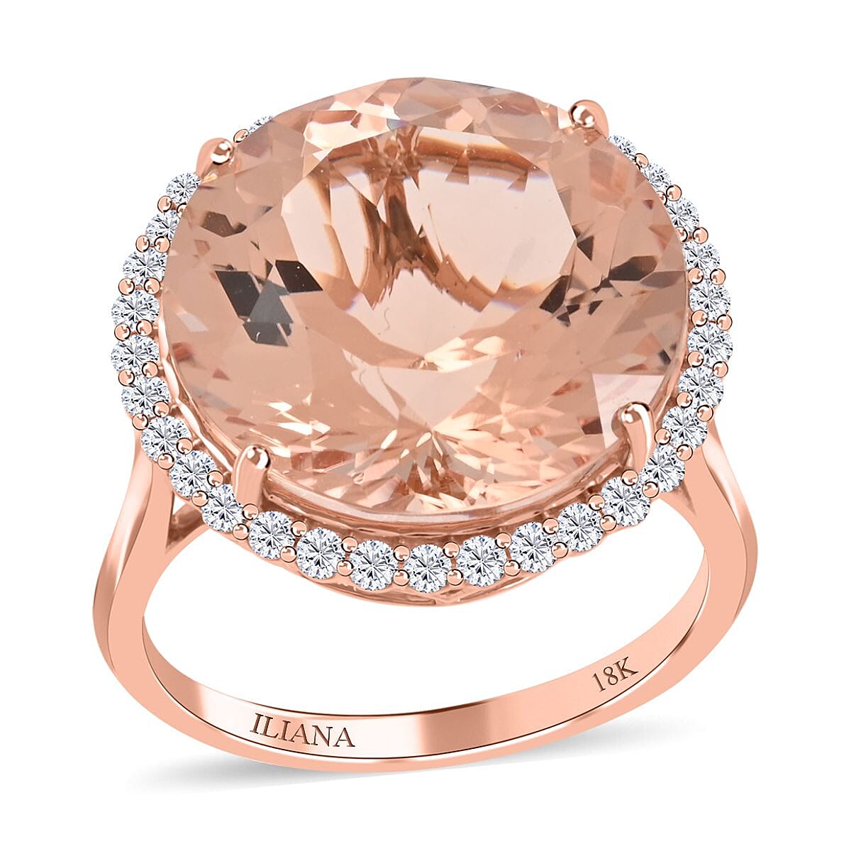 Certified and Appraised Iliana 18K Rose Gold AAA Marropino Morganite and G-H SI Diamond Ring 4.55 Grams 13.85 ctw