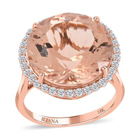 Certified and Appraised Iliana 18K Rose Gold AAA Marropino Morganite and G-H SI Diamond Ring 4.55 Grams 13.85 ctw