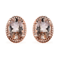 Marropino Morganite Solitaire Stud Earrings in Vermeil Rose Gold Over Sterling Silver 0.85 ctw