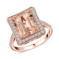Luxoro 14K Rose Gold AAA Marropino Morganite and G-H I2 Diamond Halo Ring 4.35 Grams 4.80 ctw - Sticky add to cart bar