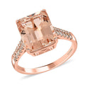 Certified and Appraised Luxoro 14K Rose Gold AAA Marropino Morganite and G-H I2 Diamond Ring 6.15 ctw - Sticky add to cart bar