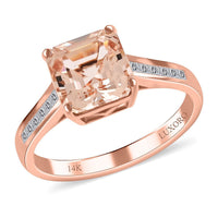 Certified and Appraised Luxoro 14K Rose Gold Asscher Cut AAA Marropino Morganite and G-H I2 Diamond Ring 2.75 ctw