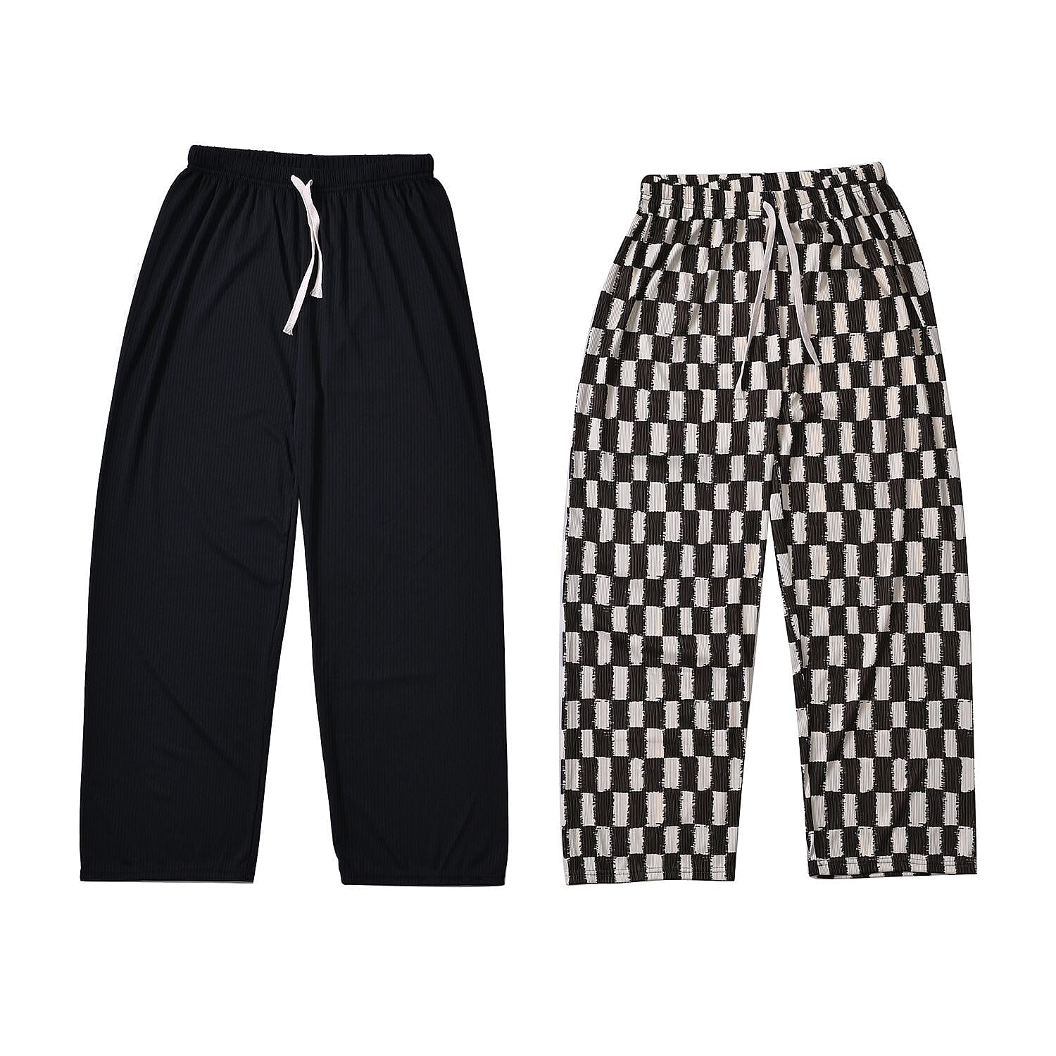 Black and Brown Checkered Printed Pattern Stretch Lounge Pant - One Size Fits Most