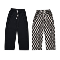 Black and Brown Checkered Printed Pattern Stretch Lounge Pant - One Size Fits Most