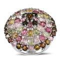 Multi-Tourmaline Ring in Platinum Over Sterling Silver (Size 6.0) 9.25 ctw - Sticky add to cart bar