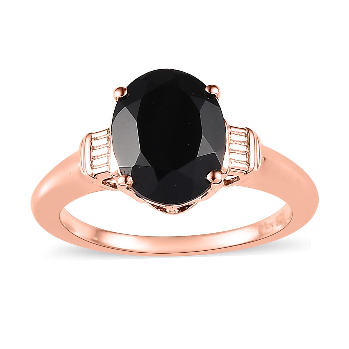 Thai Black Spinel Solitaire Ring in Vermeil Yellow Gold Over Sterling Silver (Size 6.0) 3.35 ctw