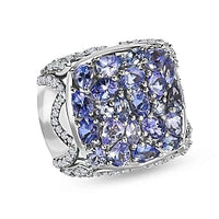 Tanzanite and White Zircon 4.06 ctw Ring in Platinum Over Sterling Silver (Size 6.5)