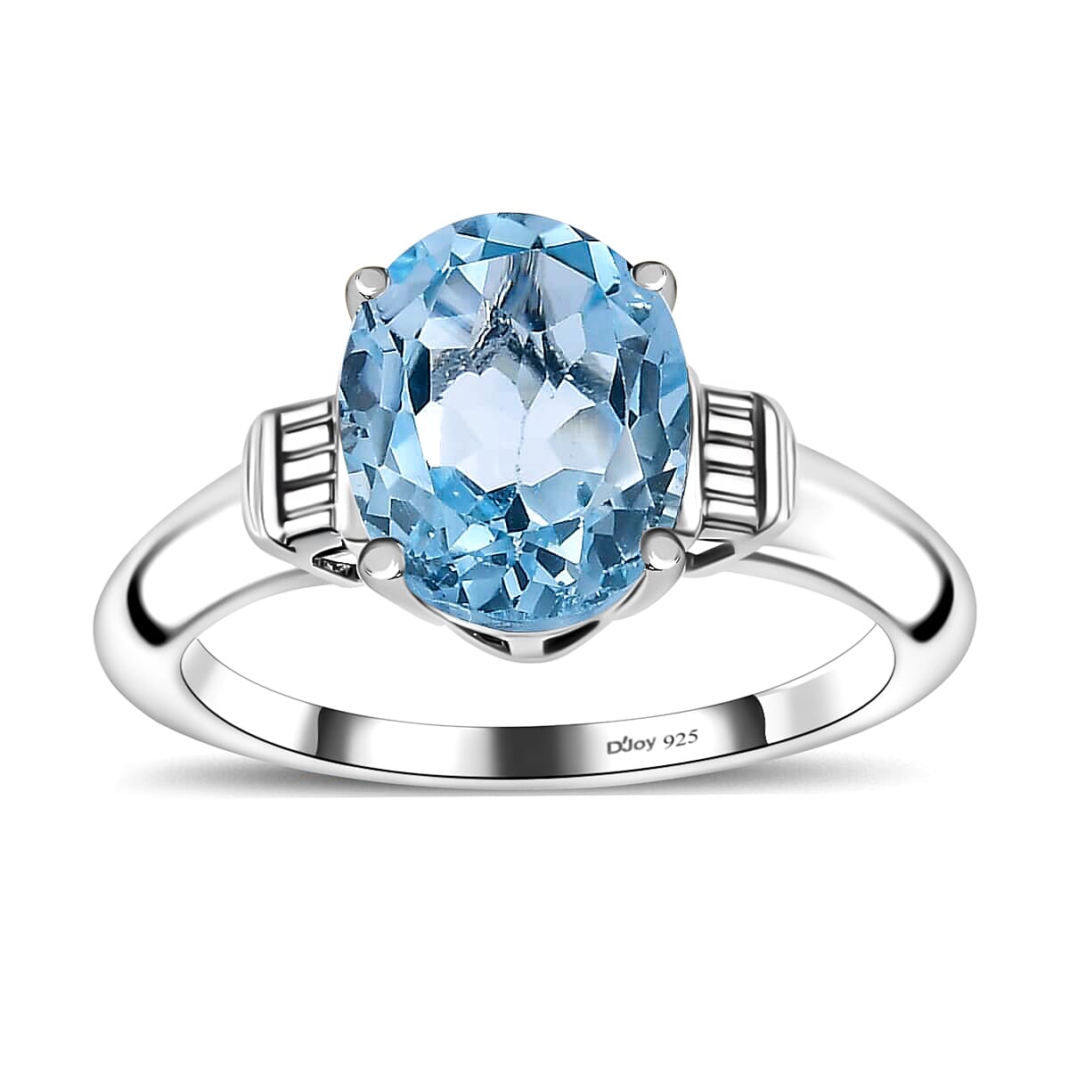 Sky Blue Topaz Solitaire Ring in Platinum Over Sterling Silver (Size 6) 3.35 ctw