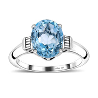 Sky Blue Topaz Solitaire Ring in Platinum Over Sterling Silver (Size 6) 3.35 ctw
