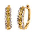 Yellow and White Diamond Hoop Earrings in Vermeil Yellow Gold Over Sterling Silver 1.00 ctw - Sticky add to cart bar