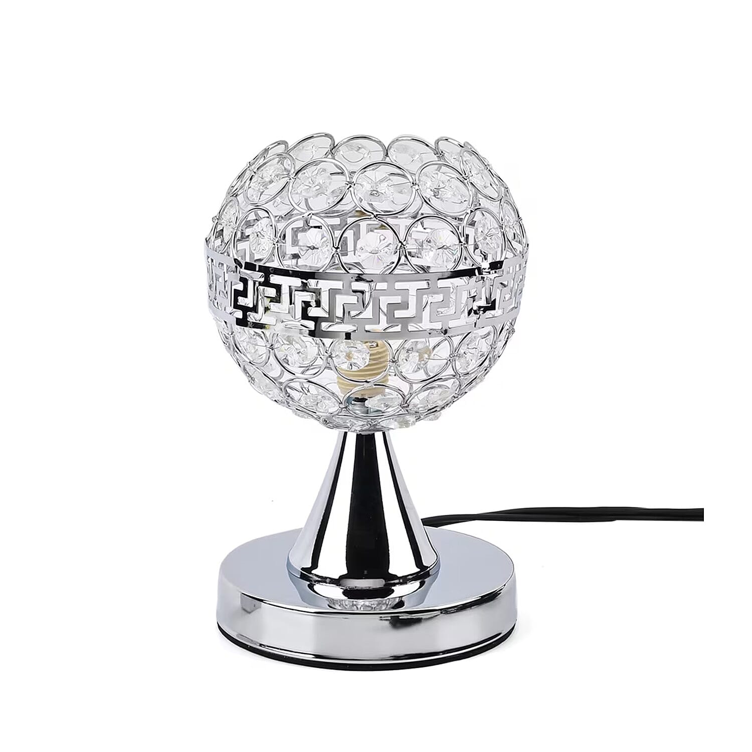 TLV Homesmart Silver Round Crystal Lamp with Touch Control (3.9"x7.87")