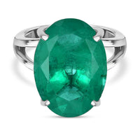 Emeraldine Triplet Quartz Ring in Platinum Over Sterling Silver (Size 5.5) 11.00 ctw