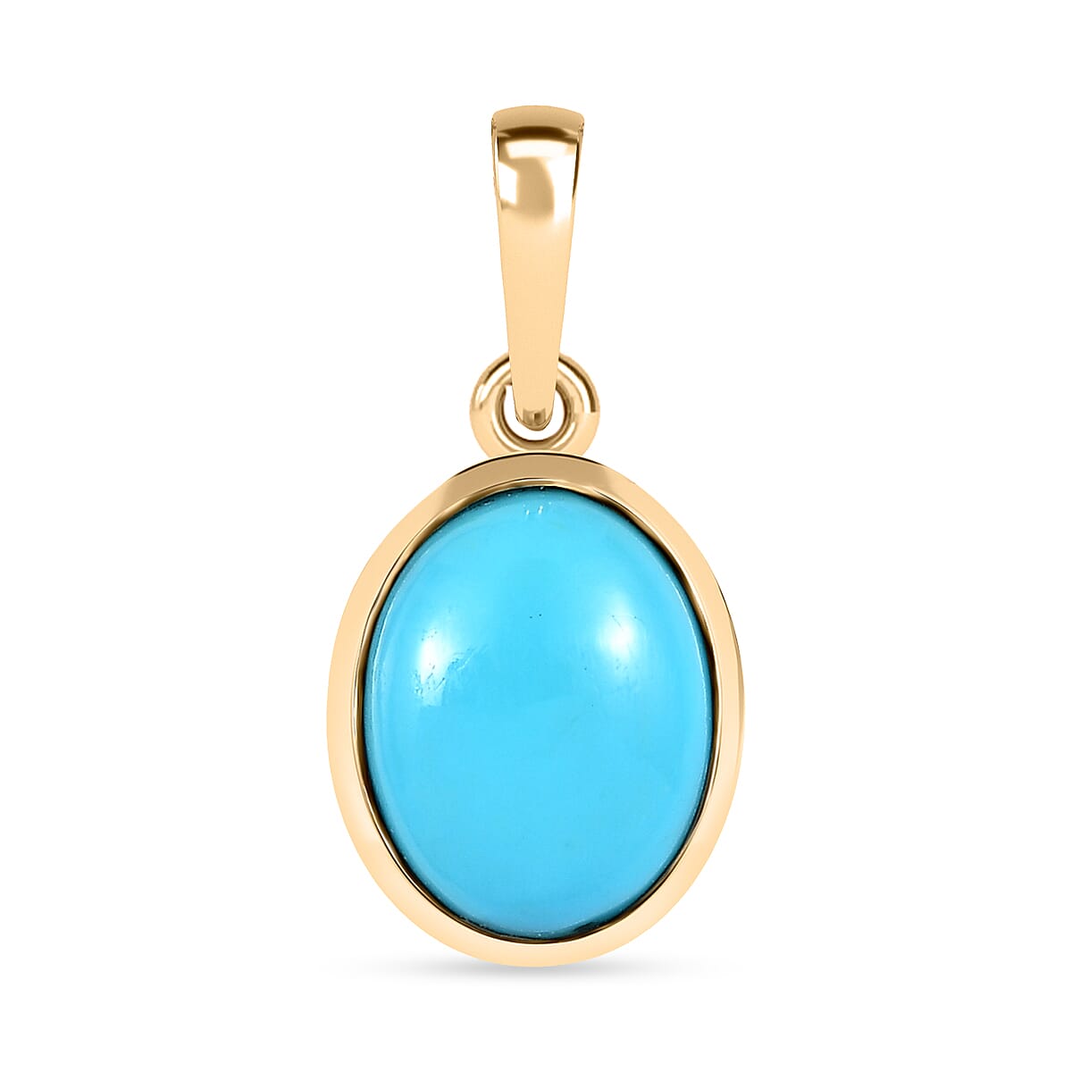 Luxoro 10K Yellow Gold Premium Sleeping Beauty Turquoise Solitaire Pendant 1.50 ctw