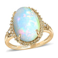 Luxoro 10K Yellow Gold AAA Ethiopian Welo Opal and I3 Natural Yellow Diamond Halo Ring 4.20 ctw - Sticky add to cart bar