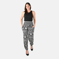 TAMSY Elephant Pattern Harem Pants with 2 Pockets