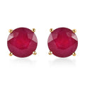 Niassa Ruby (FF) 8.75 ctw Solitaire Stud Earrings in Vermeil Yellow Gold Over Sterling Silver - Sticky add to cart bar