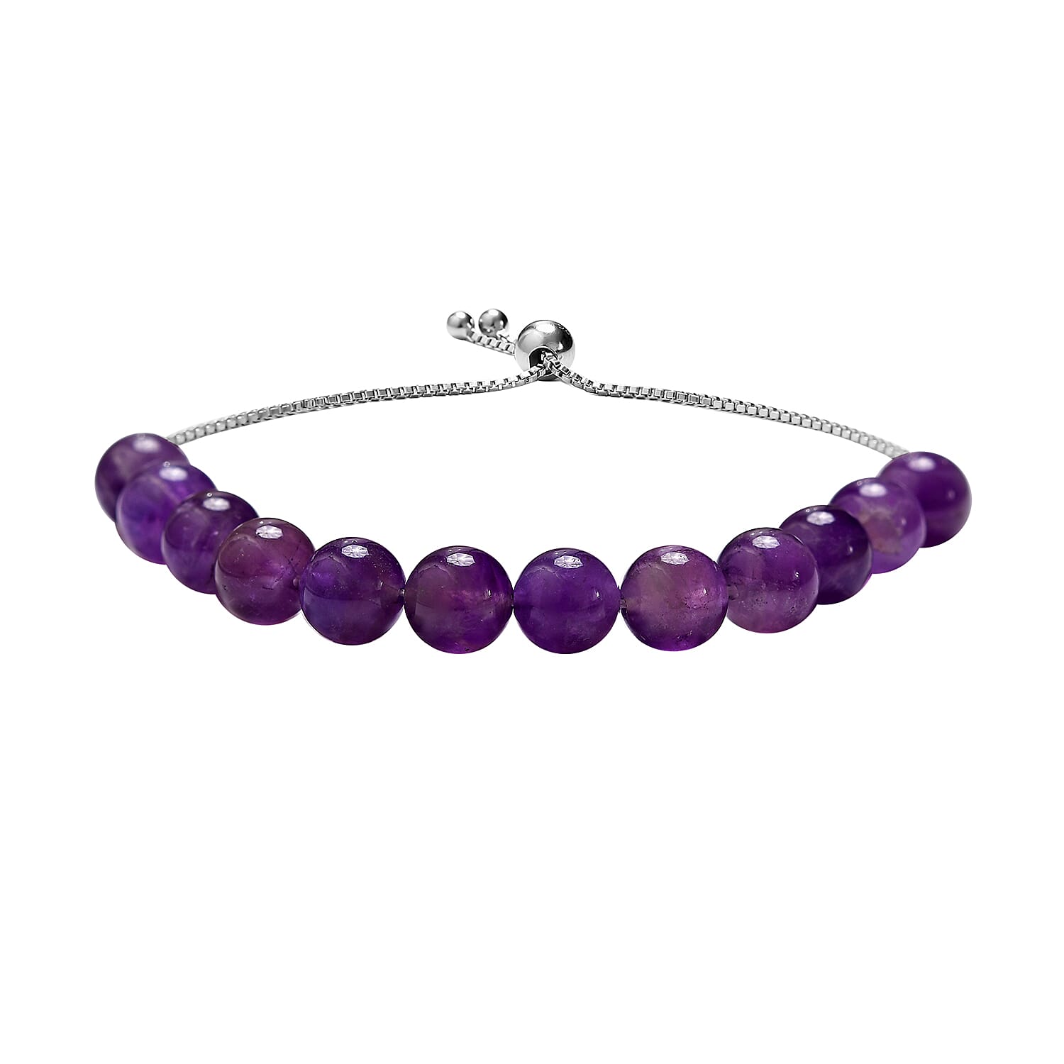 African Amethyst Bolo Bracelet in Sterling Silver (9.50 In) 50.00 ctw