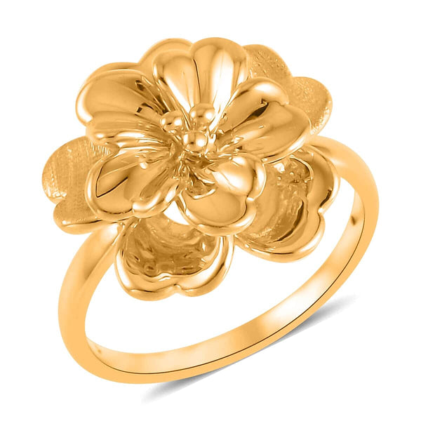 24K Yellow Gold Electroform Floral Ring 2.05 Grams - Product card gallery slide 1 (10177143308601)