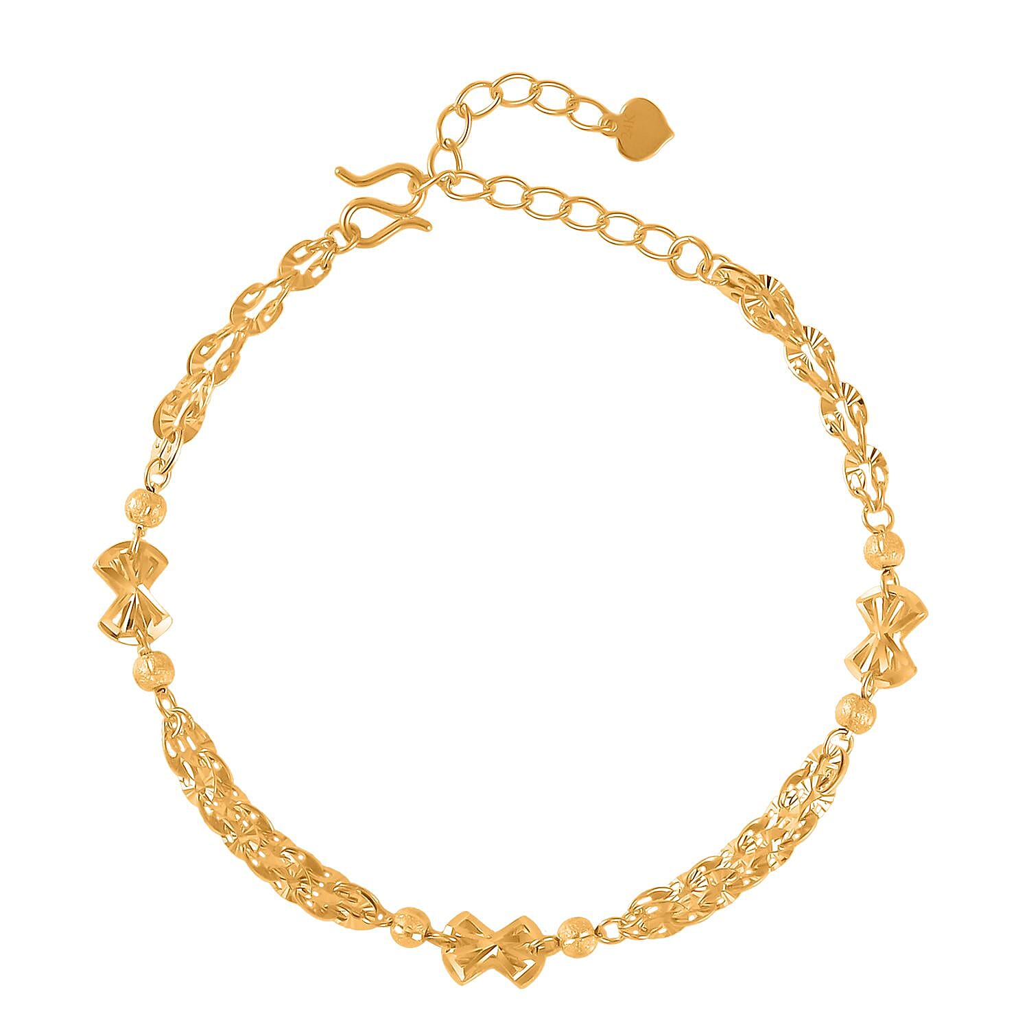 24K Yellow Gold Electroform 5mm Phoenix Tail Chain Bracelet (6.50-8.0In) 5.35 Grams