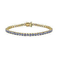 Tanzanite and White Topaz 9.46 ctw Cluster Bracelet in 14K Yellow Gold Over Sterling Silver (8 In) (11.2 g)
