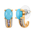 TLV Premium Sleeping Beauty Turquoise, Multi Gemstone J-Hoop Earrings in Vermeil YG Over Sterling Silver 3.30 ctw - Sticky add to cart bar