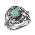 Artisan Crafted Blue Moon Turquoise Kokopelli Ring in Sterling Silver (Del. in 5-7 Days) 1.50 ctw - Sticky add to cart bar