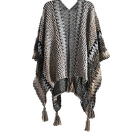 Grey Color Zigzag Pattern Knitted Shawl (51.18"x39.37")