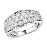 Moissanite Ring in Platinum Over Sterling Silver (Size 10.0) 0.85 ctw