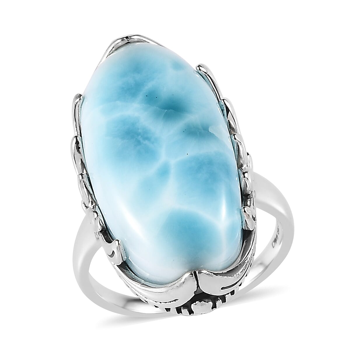 Artisan Crafted Larimar Ring in Sterling Silver 18.90 ctw