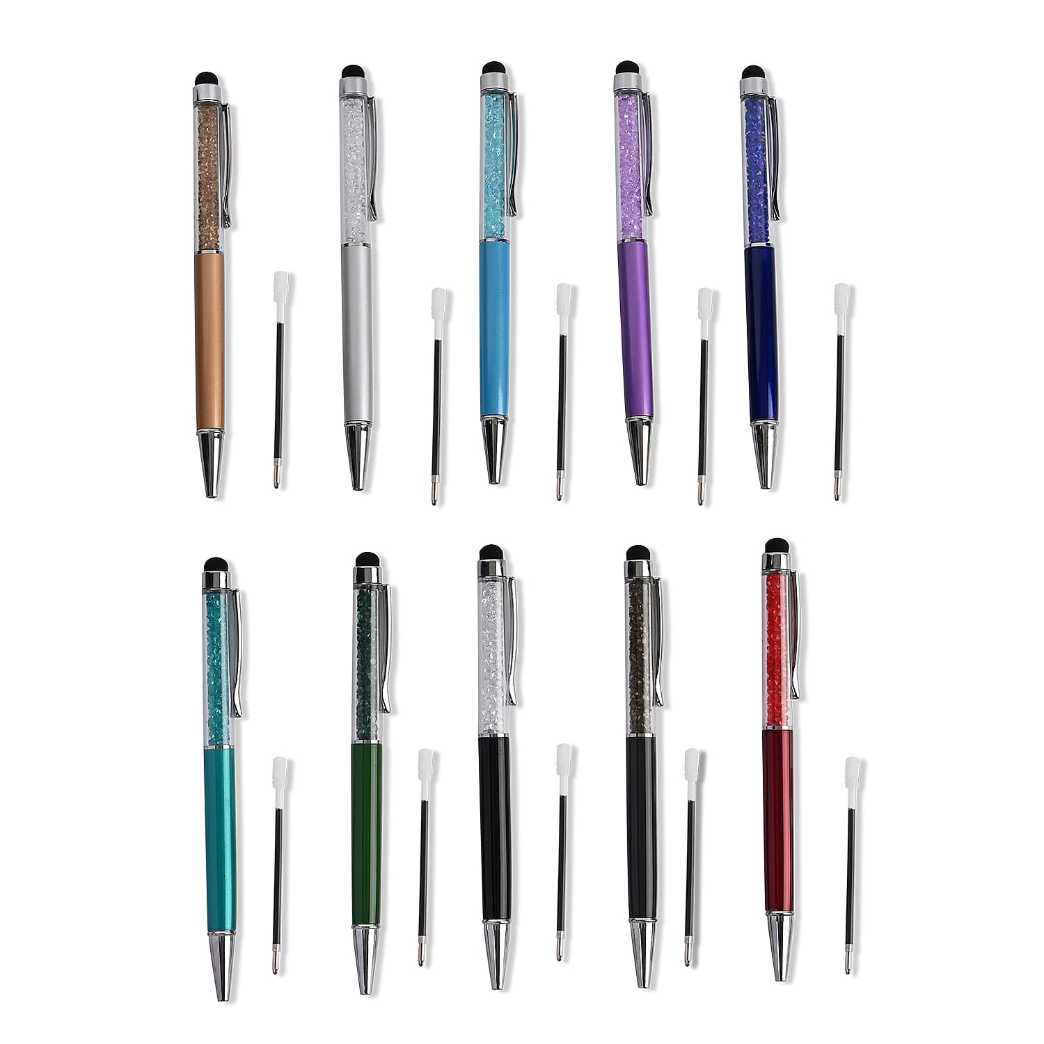 Set of 10 Multi Color Ball Point Pen with 5 Refills