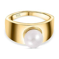 Freshwater Pearl 3.41 ctw Fancy Ring in Vermeil Yellow Gold Over Sterling Silver (Size 10)