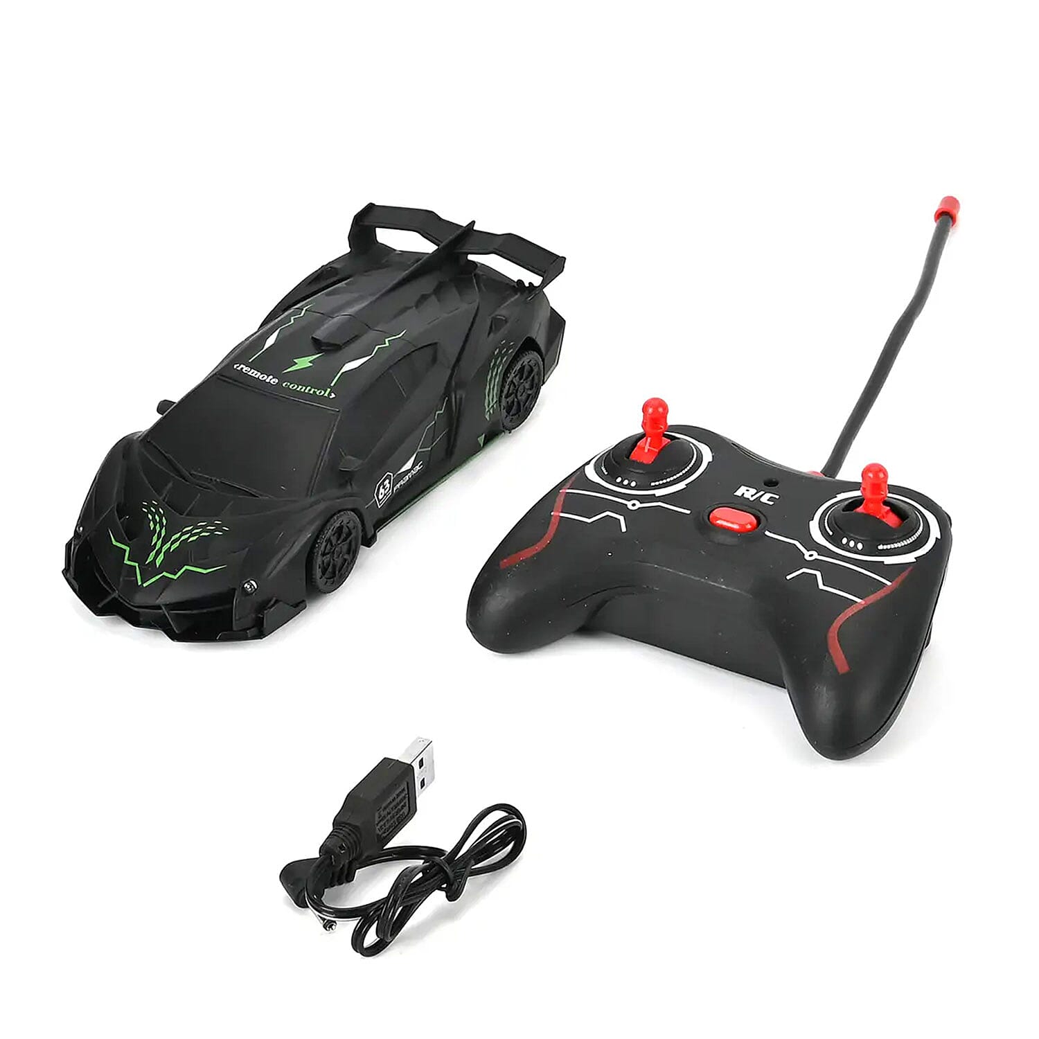 Black Remote Control Racing Wall Climbing Rechargeable Stunt Car (2xAA Battery Not Included)